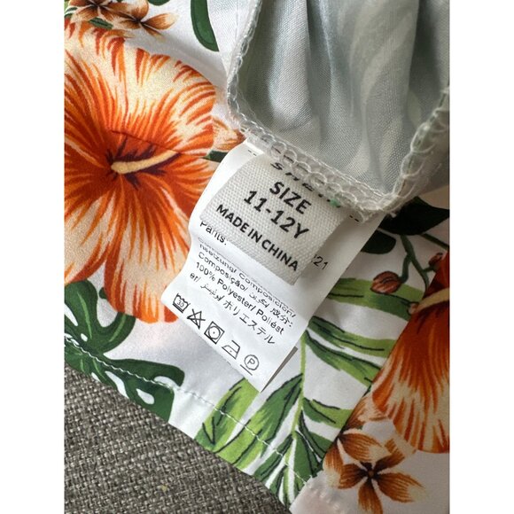 Girls 2-Piece Green Off-Shoulder Top & Floral Shorts Set Size 11-12Y Summer - Picture 6 of 10